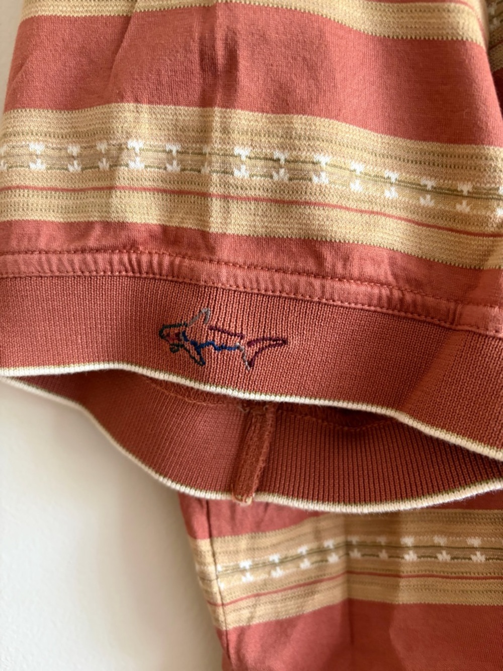 Greg Norman Striped Polo in Rust and Beige - Picture 3 of 5